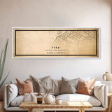 Dubai UAE Panoramic map print poster or framed canvas, Dubai map print poster canvas, Dubai city map print poster canvas, Vintage Travel Art