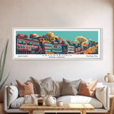 Greensboro North Carolina Travel Poster Framed Canvas Print, Panoramic Mid Century Modern Art, Pop Art Style, Wall Decor, Home Decor, Retro Style Art