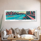 Minneapolis Minnesota Panoramic Wall Art Framed Canvas Print, Travel Poster, Mid Century Modern Art, Pop Art Style, Home Decor, Office Art
