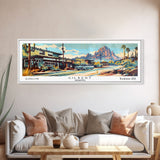 Gilbert Arizona Panoramic Painting, Mid Century Modern Framed Canvas Print, Retro Pop Art Travel Poster, Living Room Art, Wall Hanging, Office Decor