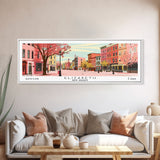 Elizabeth New Jersey Panoramic Wall Art, Mid Century Modern Framed Canvas Print, Retro Pop Art Travel Poster, City Home Decor, Office Art