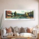 Hillsboro Oregon Panoramic Painting, Mid Century Modern Framed Canvas Print, Retro Pop Art Travel Poster, Office Wall Decor