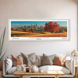 Kansas City Kansas Panoramic Wall Art, Mid Century Modern Framed Canvas Print, Retro Pop Art Travel Poster, Office Wall Art