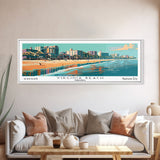 Virginia Beach Virginia Panoramic Wall Art, Mid Century Modern Framed Canvas Print, Retro Pop Art Travel Poster, Beach City Art, Home Office Decor