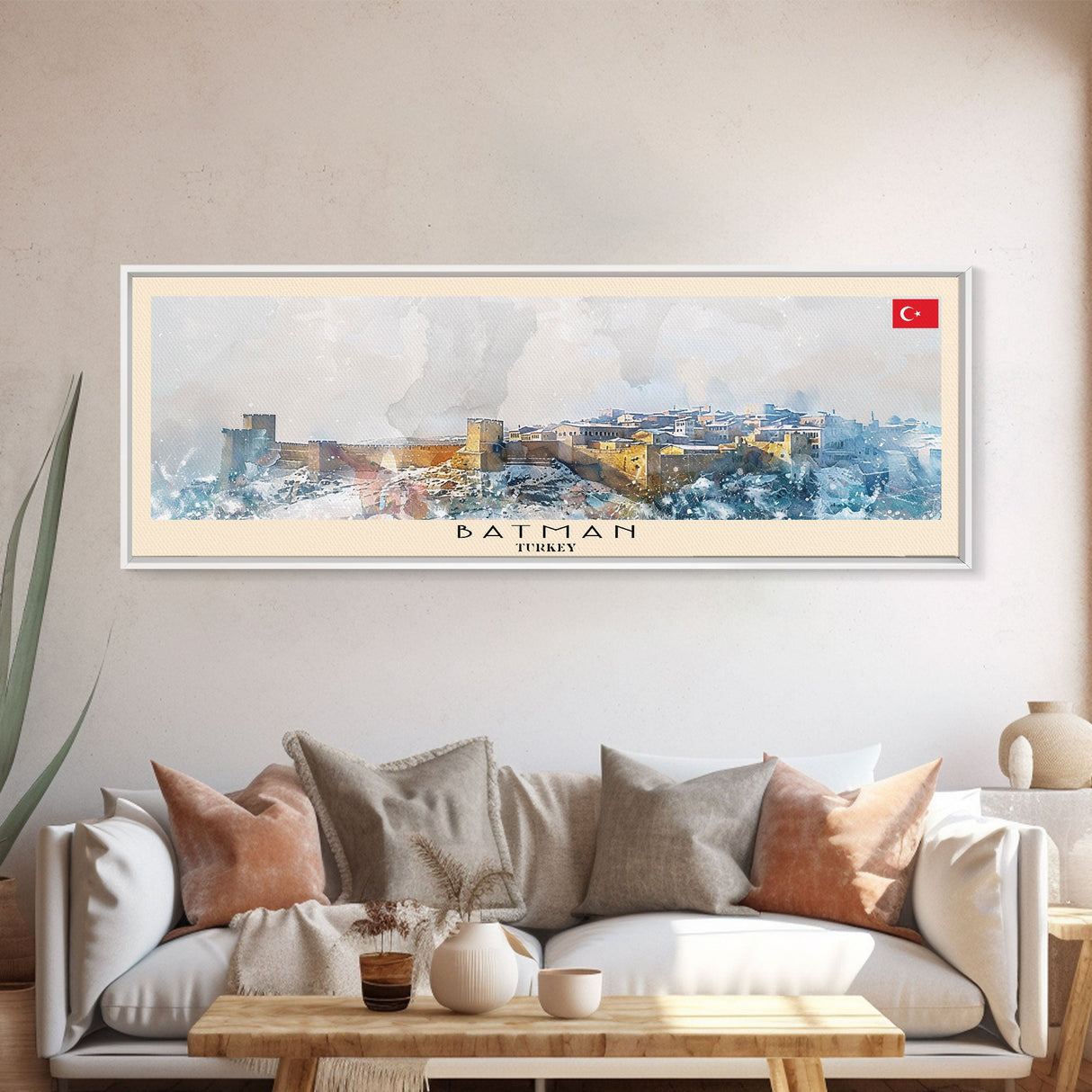 Batman TurkeyPanoramic Travel Poster, Framed Canvas Print or Metal Wall Art, Travel Art, Home Decor, Panoramic Painting, Midcentury Art