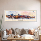 Ceske Budejovice Czech Republic Wall Art, Panoramic Travel Poster, Panoramic Framed Canvas Print, City Wall Art, Wall Hanging Home Decor, Travel Art