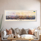 Dnipro Ukraine Wall Art, Panoramic Travel Poster, Panoramic Framed Canvas Print, City Wall Art, Wall Hanging Home Decor, Travel Art