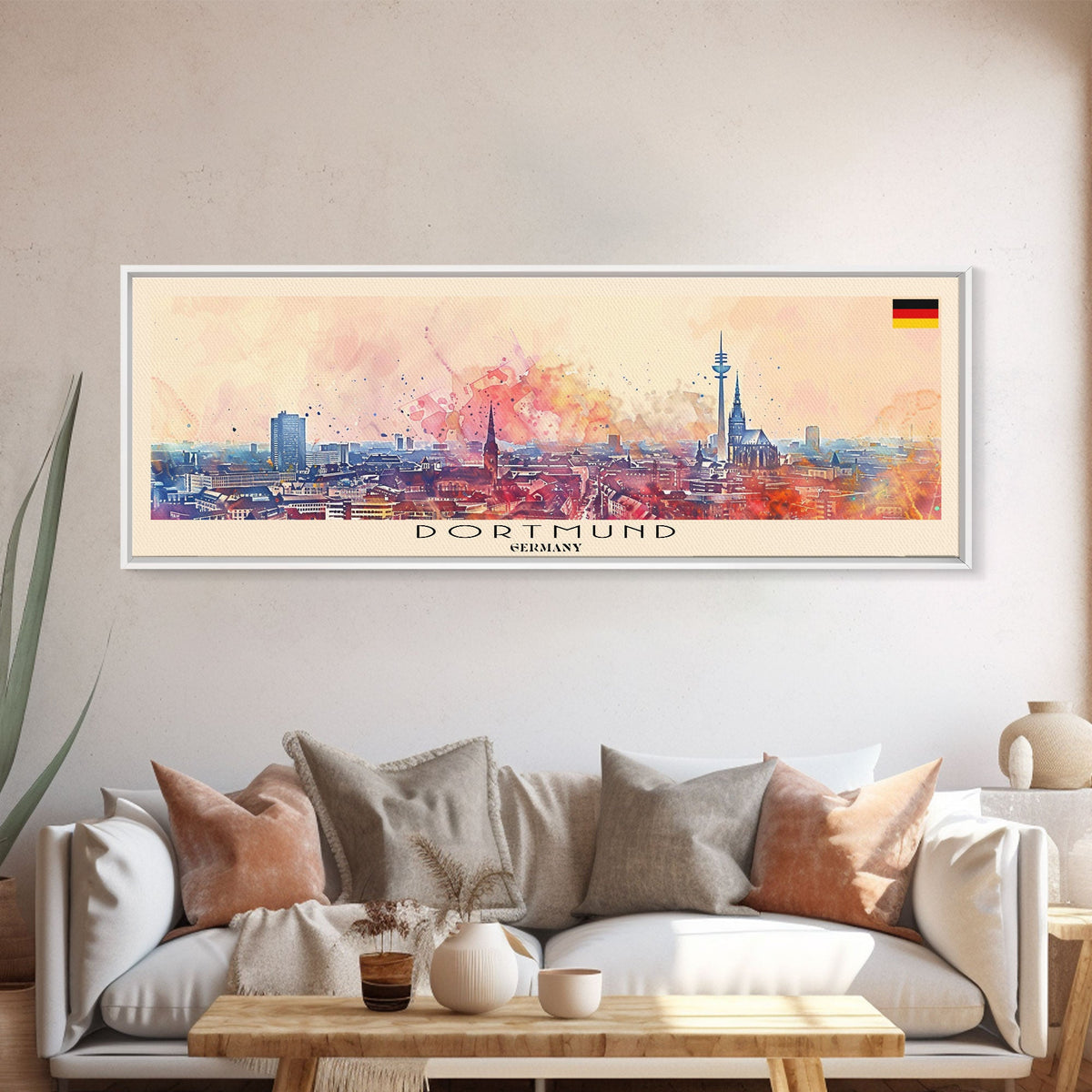 Dortmund Germany Wall Art, Panoramic Travel Poster, Panoramic Framed Canvas Print, City Wall Art, Wall Hanging Home Decor, Travel Art