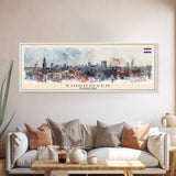 Eindhoven Netherlands Panoramic Travel Poster, Framed Canvas Print or Metal Wall Art, Travel Art, Home Decor, Panoramic Painting, Midcentury Art