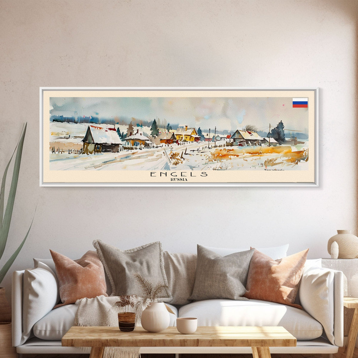 Engels Russia Panoramic Travel Poster, Framed Canvas Print or Metal Wall Art, Travel Art, Home Decor, Panoramic Painting, Midcentury Art