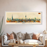 Gelsenkirchen Germany Panoramic Travel Poster, Framed Canvas Print or Metal Wall Art, Travel Art, Home Decor, Panoramic Painting, Midcentury Art