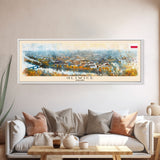 Gliwice Poland Panoramic Travel Poster, Framed Canvas Print or Metal Wall Art, Travel Art, Home Decor, Panoramic Painting, Midcentury Art