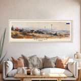 Grozny Russia Panoramic Travel Poster, Framed Canvas Print or Metal Wall Art, Travel Art, Home Decor, Panoramic Painting, Midcentury Art