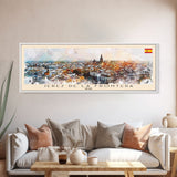 Jerez D eLa Frontera Spain Panoramic Travel Poster, Framed Canvas Print or Metal Wall Art, Travel Art, Home Decor, Panoramic Painting, Midcentury Art