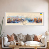 Kaluga Russia Panoramic Travel Poster, Framed Canvas Print or Metal Wall Art, Travel Art, Home Decor, Panoramic Painting, Midcentury Art