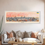 Kharkiv Ukraine Panoramic Travel Poster, Framed Canvas Print or Metal Wall Art, Travel Art, Home Decor, Panoramic Painting, Midcentury Art