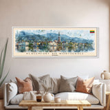 Klagenfurt Austria Panoramic Travel Poster, Framed Canvas Print or Metal Wall Art, Travel Art, Home Decor, Panoramic Painting, Midcentury Art