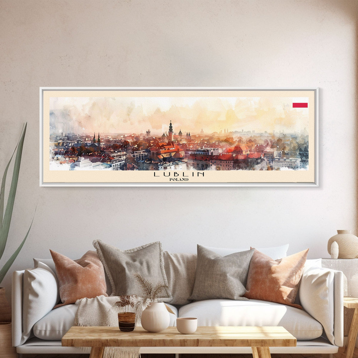 Lublin Poland Travel Print Wall Art, Panoramic City Art, Travel Art, Wall Decor, Vacation Gift, Framed Canvas Print Or Metal Art