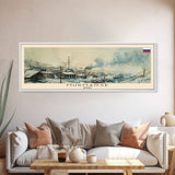 Murmansk Russia Panoramic Travel Poster, Framed Canvas Print or Metal Wall Art, Travel Art, Home Decor, Panoramic Painting, Midcentury Art