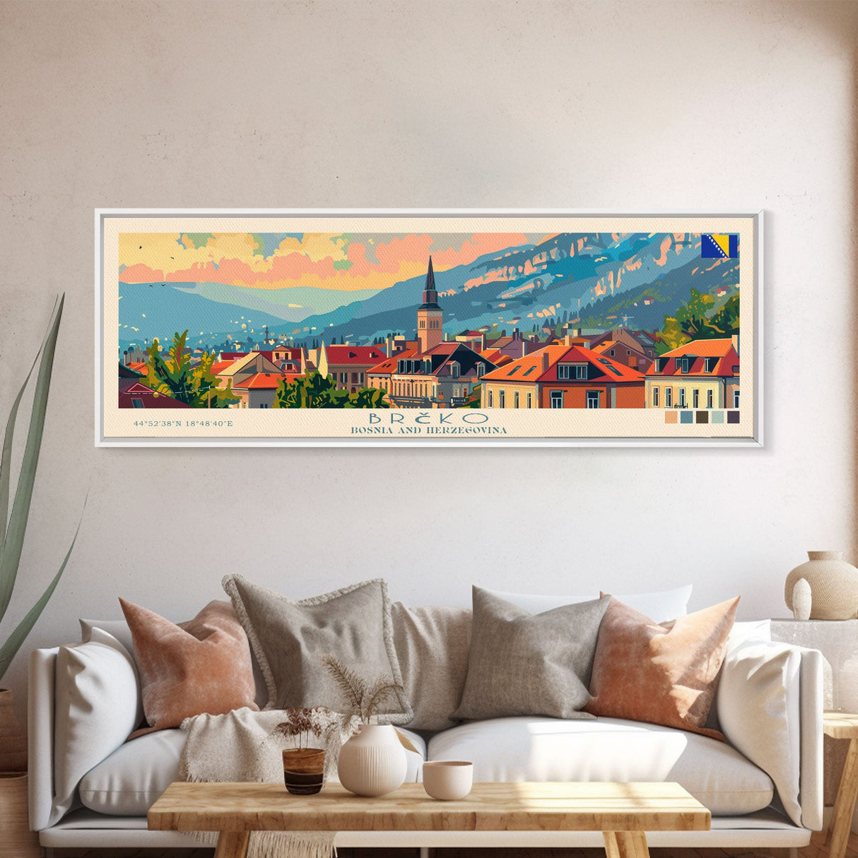 Brčko Bosnia Wall Art, Panoramic Travel Poster, Panoramic Framed Canvas Print, City Wall Art, Wall Hanging Home Decor, Travel Art