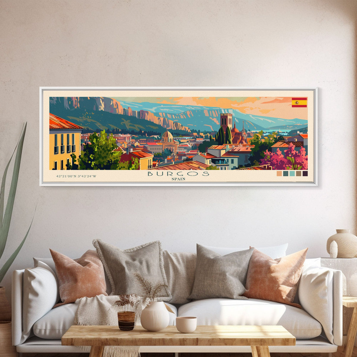 Burgos Spain Wall Art, Panoramic Travel Poster, Panoramic Framed Canvas Print, City Wall Art, Wall Hanging Home Decor, Travel Art