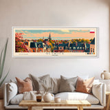 Gliwice Poland Panoramic Travel Poster, Framed Canvas Print or Metal Wall Art, Travel Art, Home Decor, Panoramic Painting, Midcentury Art