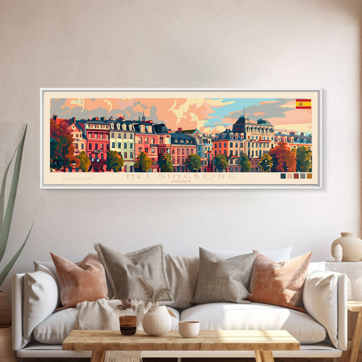 Helsingborg Sweden Travel Print Wall Art, Panoramic City Art, Travel Art, Wall Decor, Vacation Gift, Framed Canvas Print Or Metal Art