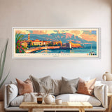 Heraklion Greece Panoramic Travel Poster, Framed Canvas Print or Metal Wall Art, Travel Art, Home Decor, Panoramic Painting, Midcentury Art