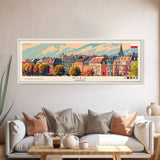 Kiel Germany Panoramic Travel Poster, Framed Canvas Print or Metal Wall Art, Travel Art, Home Decor, Panoramic Painting, Midcentury Art