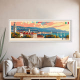 Trieste Italy Panoramic Travel Poster, Framed Canvas Print or Metal Wall Art, Travel Art, Home Decor, Panoramic Painting, Midcentury Art