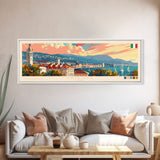 Trieste Italy Panoramic Travel Poster, Framed Canvas Print or Metal Wall Art, Travel Art, Home Decor, Panoramic Painting, Midcentury Art