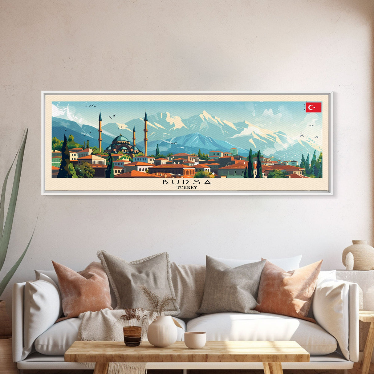 Bursa Turkey Travel Print Wall Art, Panoramic City Art, Travel Art, Wall Decor, Vacation Gift, Framed Canvas Print Or Metal Art