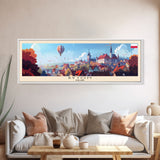 Bytom Poland Panoramic Travel Poster, Framed Canvas Print or Metal Wall Art, Travel Art, Home Decor, Panoramic Painting, Midcentury Art