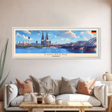 Cologne Germany Panoramic Travel Poster, Framed Canvas Print or Metal Wall Art, Travel Art, Home Decor, Panoramic Painting, Midcentury Art