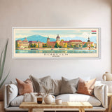 Debrecen Hungary Panoramic Travel Poster, Framed Canvas Print or Metal Wall Art, Travel Art, Home Decor, Panoramic Painting, Midcentury Art