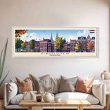 Eindhoven Netherlands Panoramic Travel Poster, Framed Canvas Print or Metal Wall Art, Travel Art, Home Decor, Panoramic Painting, Midcentury Art