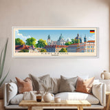 Karlsruhe Germany Panoramic Travel Poster, Framed Canvas Print or Metal Wall Art, Travel Art, Home Decor, Panoramic Painting, Midcentury Art