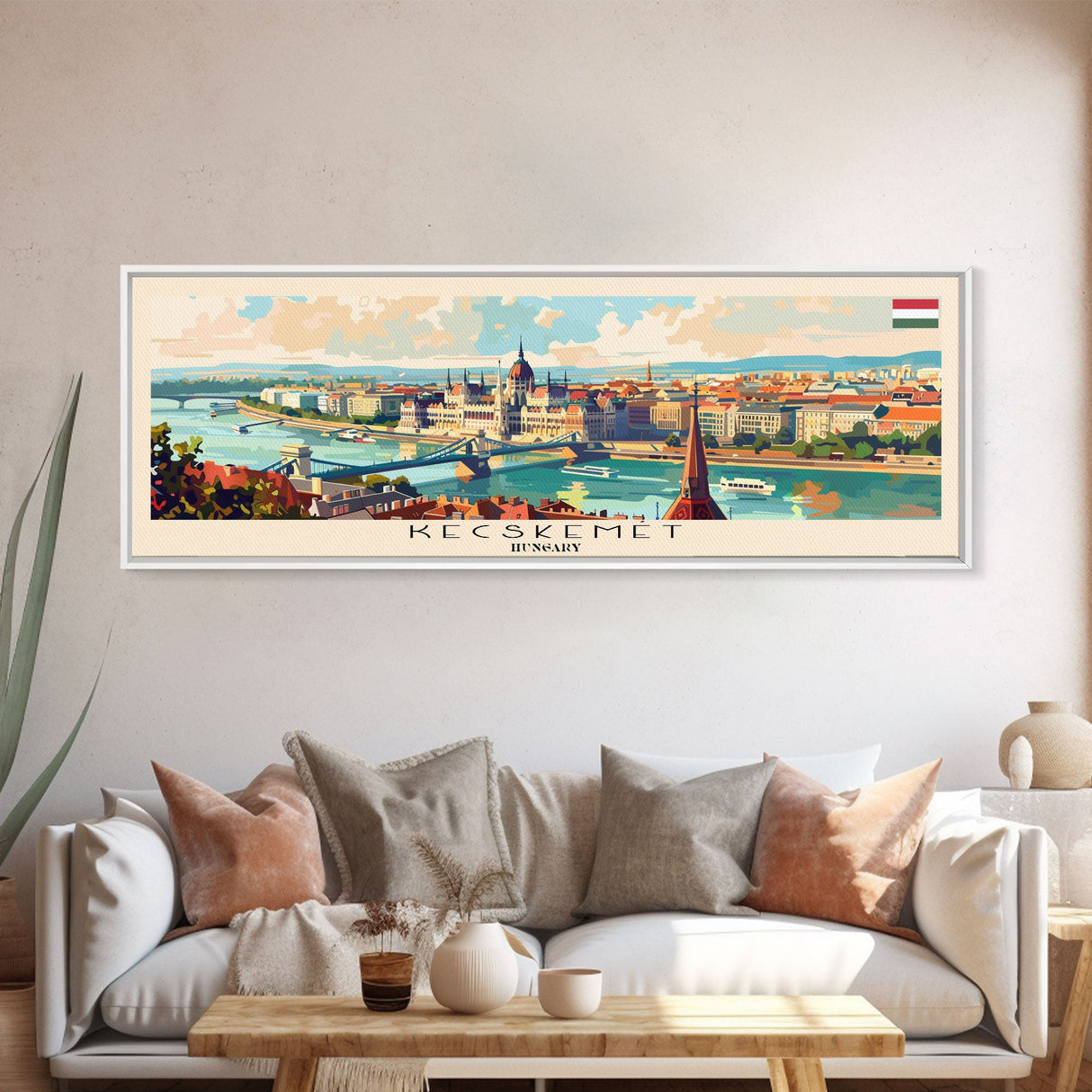 Kecskemet Hungary Wall Art, Panoramic Travel Poster, Panoramic Framed Canvas Print, City Wall Art, Wall Hanging Home Decor, Travel Art