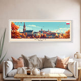 Kiel Germany Panoramic Travel Poster, Framed Canvas Print or Metal Wall Art, Travel Art, Home Decor, Panoramic Painting, Midcentury Art