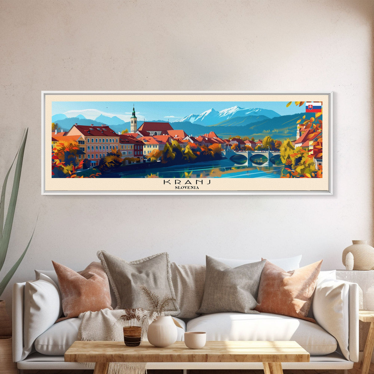 Kranj Slovenia Wall Art, Panoramic Travel Poster, Panoramic Framed Canvas Print, City Wall Art, Wall Hanging Home Decor, Travel Art
