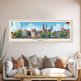 Krefeld Germany Panoramic Travel Poster, Framed Canvas Print or Metal Wall Art, Travel Art, Home Decor, Panoramic Painting, Midcentury Art