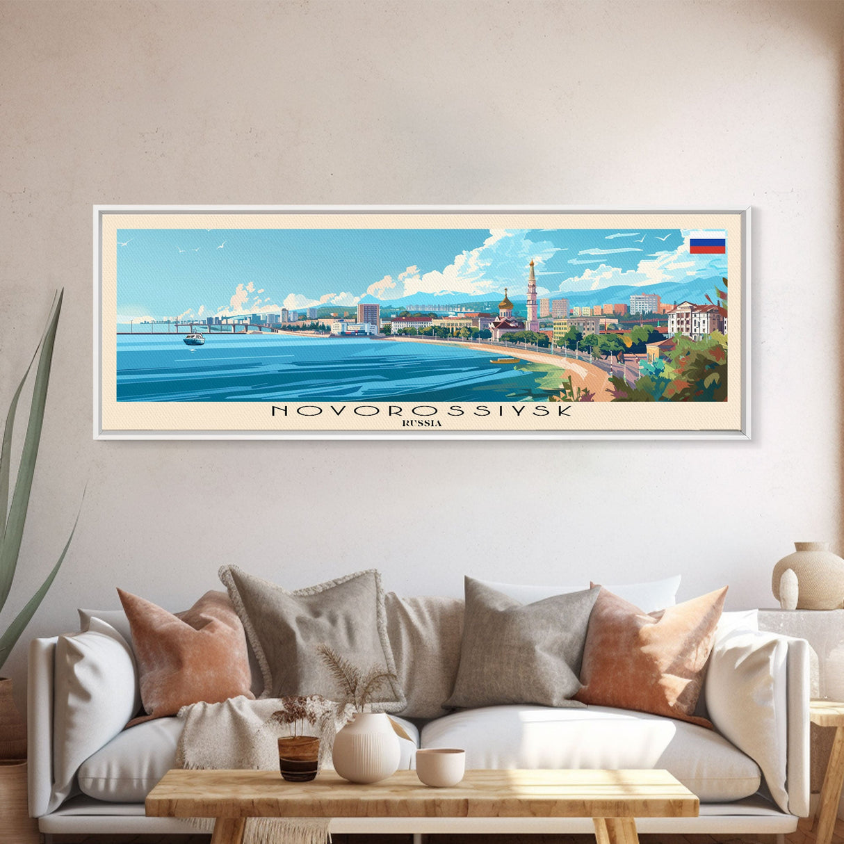 Novorossiysk Russia Wall Art, Panoramic Travel Poster, Panoramic Framed Canvas Print, City Wall Art, Wall Hanging Home Decor, Travel Art