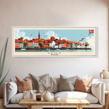 Vejle Denmark Travel Art, City Art, Framed Canvas Print or Metal Wall Art, Europe Travel Poster, Panoramic Wall Art, Extra Wide Wall Art