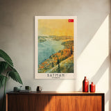 Batman Turkey Travel Poster Framed Canvas Print, Wall Art, Living Room Art, Watercolor Painting, Original Art, Vacation Gift