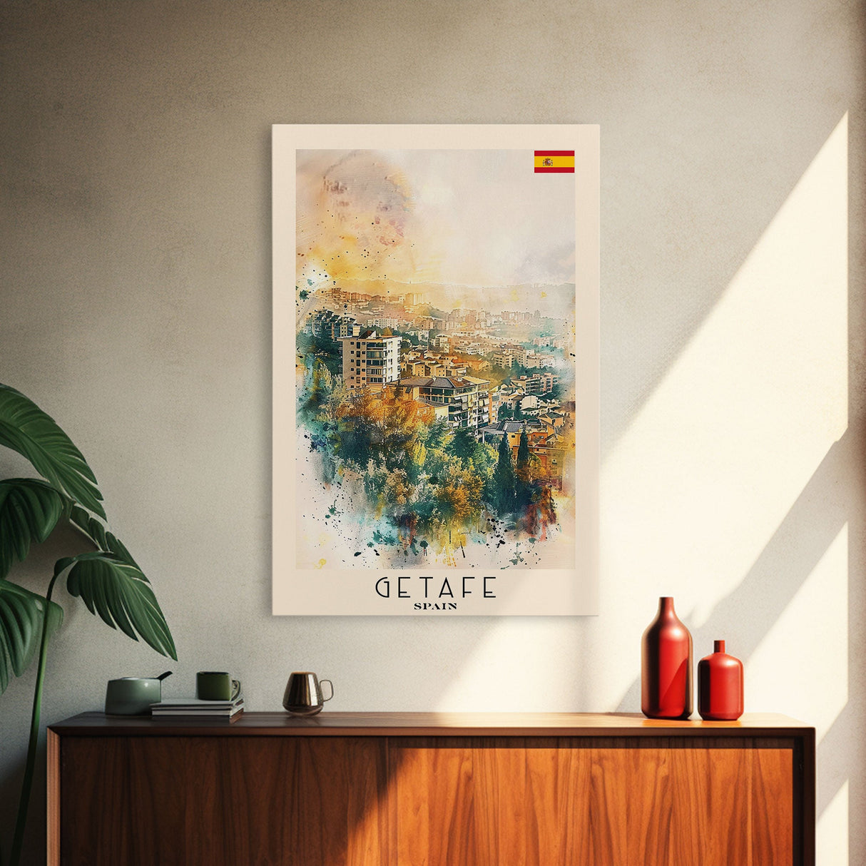 Getafe Spain Skyline Art, Framed Canvas Print, Bedroom Wall Art, Travel Poster Art, Home Decoration, Spanish Art