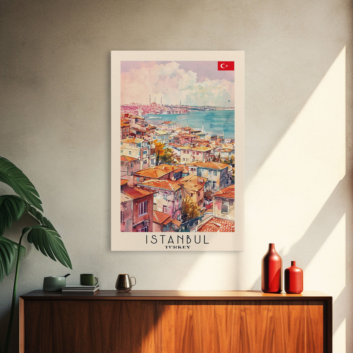 Istanbul Turkey Bosphorus Art Print, Beautiful Canvas Print for Home Decor, Travel Poster for Living Room Wall Art, Turkish Cultural Scene