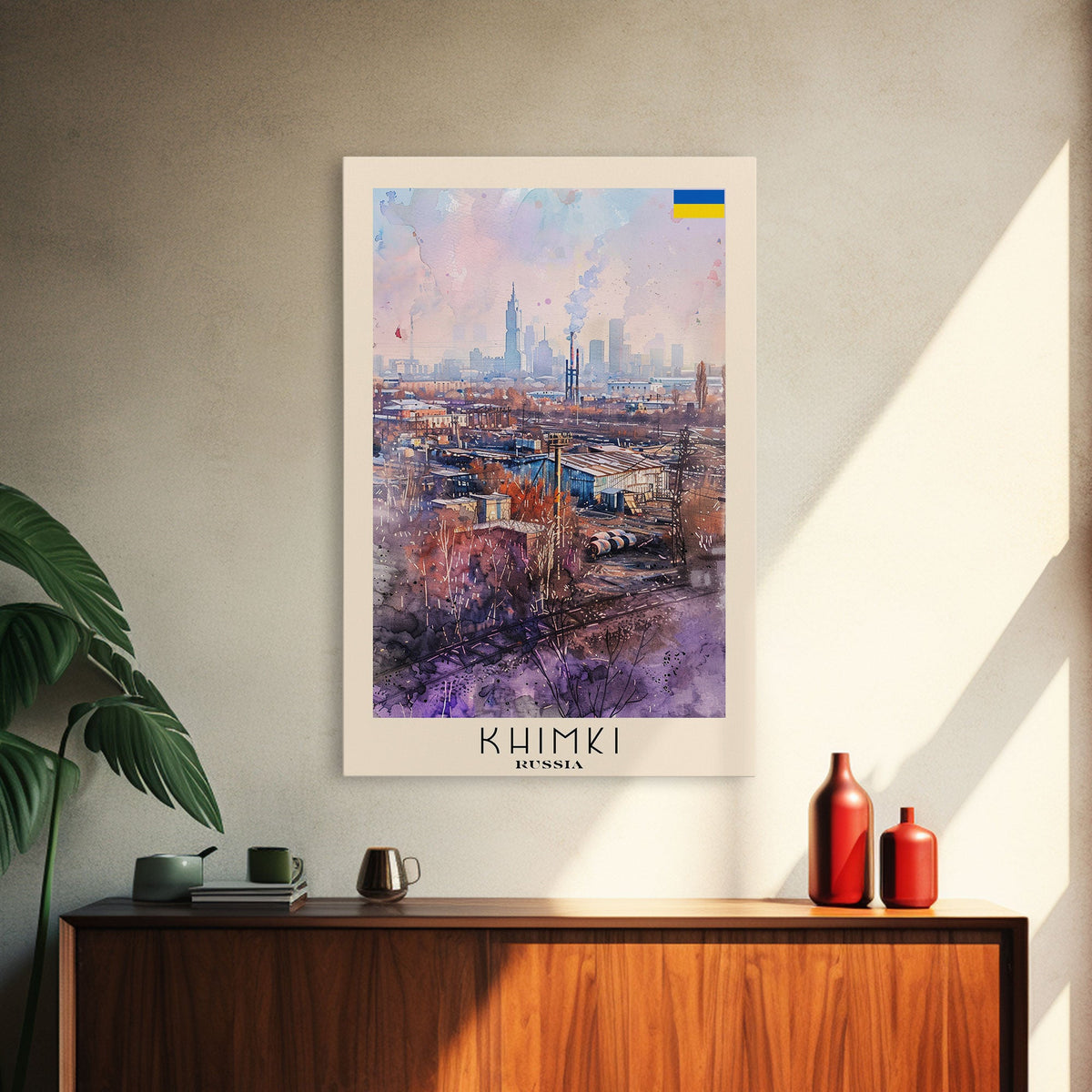 Khimki Russia Scenic Landscape, Framed Canvas Print, Travel Poster, Wall Art, Home Decor, Living Room Decoration, Russian City Art