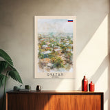 Ryazan Russia Travel Poster Framed Canvas Print, Watercolor Painting, Scenic Wall Art, Home Decor, Russian Cityscape, Modern Art