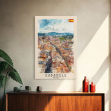 Sabadell Spain Travel Poster Framed Canvas Print, Watercolor Painting, Scenic Wall Art, Home Decor, Spanish Landscape, Artistic Art