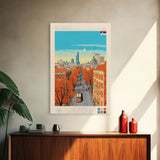 Belgrade Serbia Travel Poster Framed Canvas Print, Midcentury Modern Art, Pop Art Wall Decor, Home Decor, Vacation Gift, Living Room Art